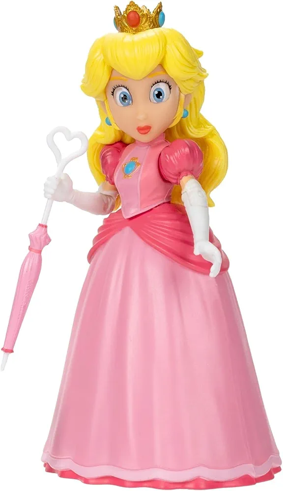 THE SUPER MARIO BROS. MOVIE - 5 Inch Action Figure Series 1 – Princess Peach Figure with Umbrella Accessory