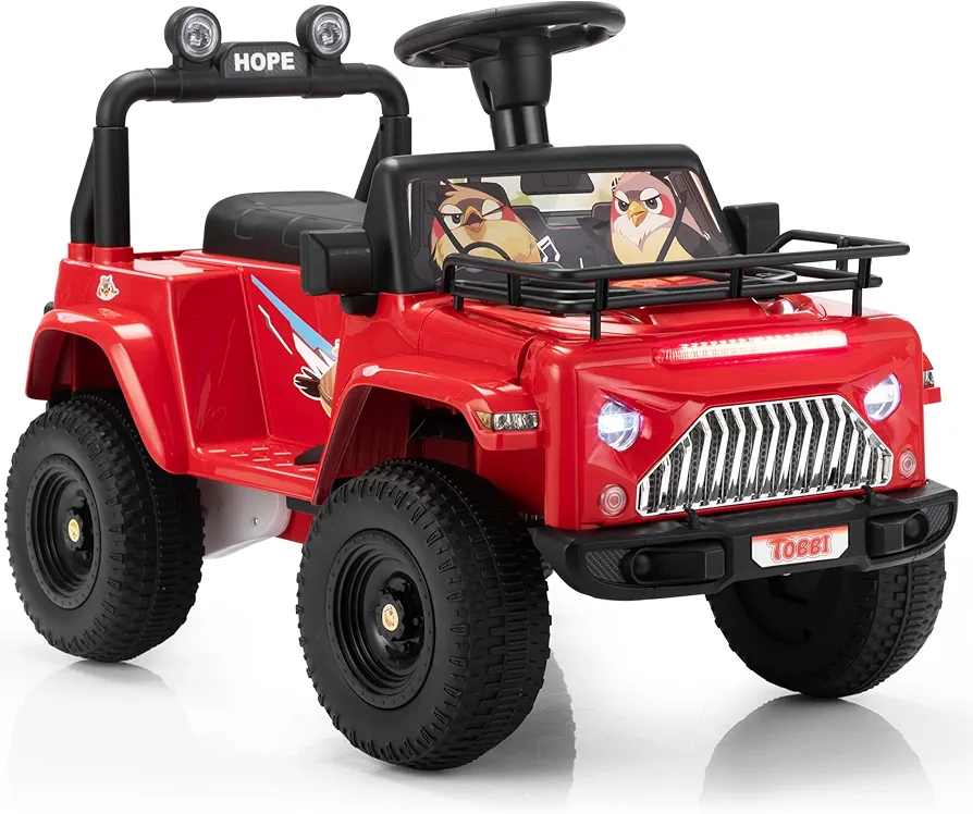 TOBBI Kids Ride on 6V Electric Jeep Car for Kids 3+,Battery Powered Ride on Toys for Boy Girl,Electric 4 Wheels Off-Road Truck w/MP3, USB, LED Lights and Storage Area