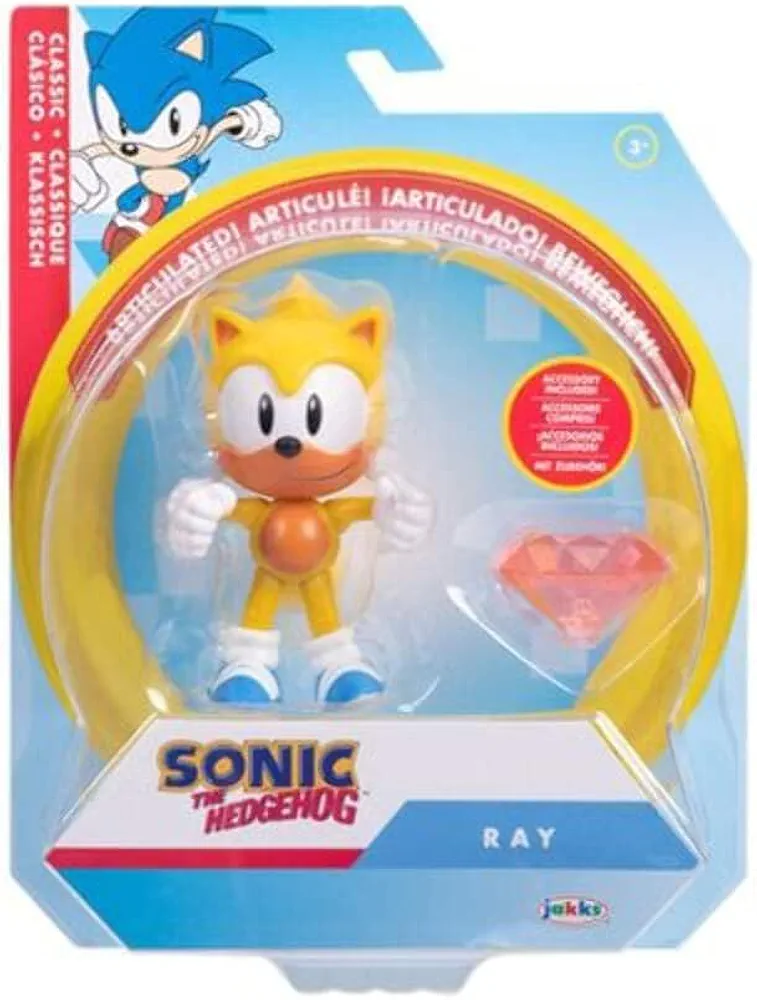 Sonic the Hedgehog Ray Action Figure 4 inch with Red Chaos Emerald