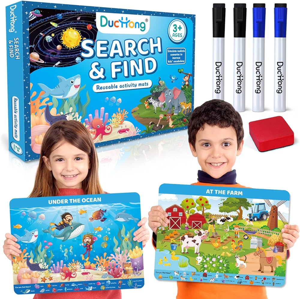 Preschool Learning Activity, Search and Find for Ages 3-5, Perfect for Kids, Art and Craft Activities, Gifts for 3,4,5,6 Year Old Boys and Girls