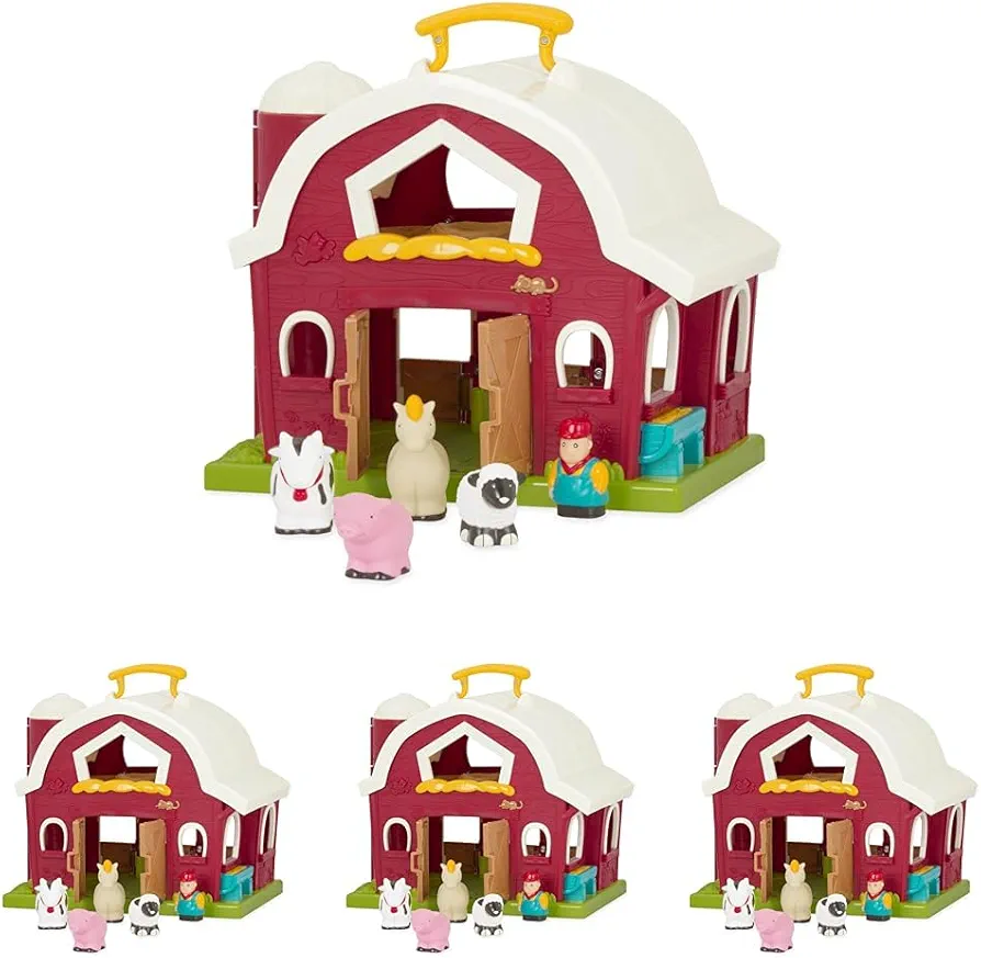 Battat – Classic Barn Playset – Farm Toys for Toddlers – Farm Animals – Farmer's Barn with Carry Handle – 18 Months + – Big Red Barn (Pack of 4)