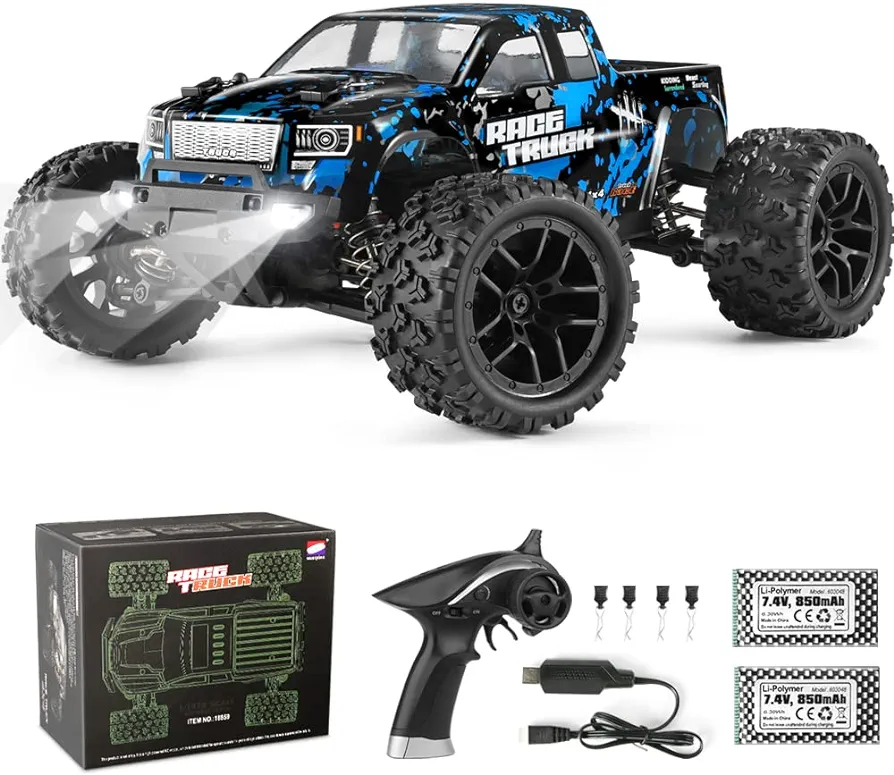 HAIBOXING RC Cars 1/18 Scale 4WD Off-Road Monster Trucks with 36+KM/H High Speed, 2.4 GHz Remote-Controlled Electric All Terrain Waterproof Vehicles with Rechargeable Battery for Kids and Adults RTR