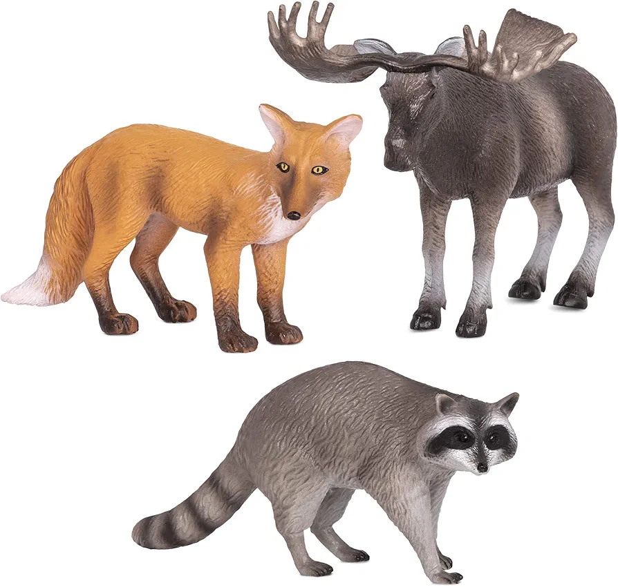 Terra by Battat – Forest Animals (Fox, Moose & Raccoon) – Miniature Animals for Kids 3-Years-Old & Up (3 Pc), Multi (AN2806Z)