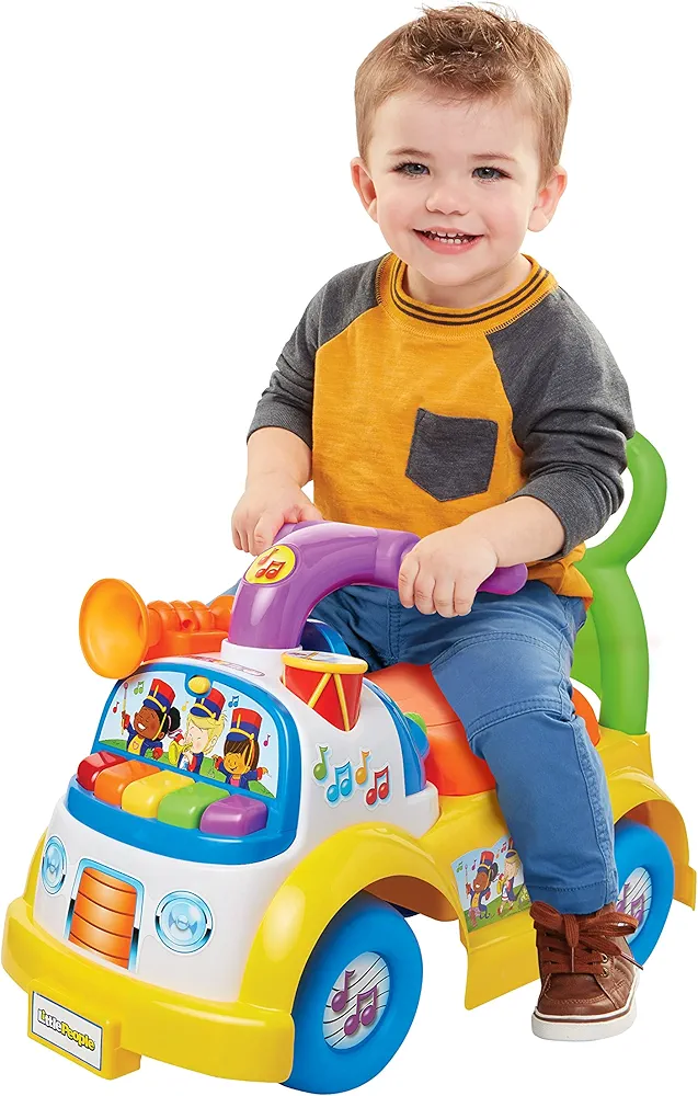 Fisher-Price Little People Music Parade Ride-On, Plays 5 Marching Tunes & Other Sounds! Perfect for Toddler Boys & Girls Ages 1, 2, & 3 Years Old - Helps Foster Motor Skills [Amazon Exclusive]