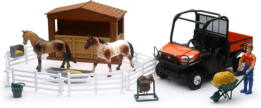 NewRay Kubota Horse Corral & RTV 1120D Playset