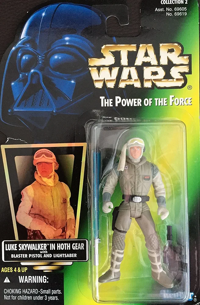 Star Wars, The Power of the Force Green Card, Luke Skywalker in Hoth Gear Action Figure, 3.75 Inches