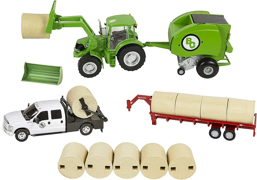 Big Country Toys 17-Piece Hay Baling Set - Farm Toys for 3 Year Old Boys and Girls - Toy Hay Bales Set