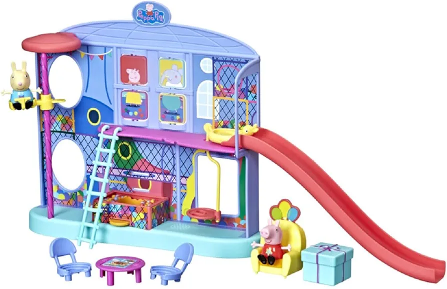 Hasbro PEPPA PIG Playset ENTERTAINMENT CENTER with 2 7cm Peppa and Rebecca Rabbit Figures with 8 Accessories - Plays Fun Songs and Phrases