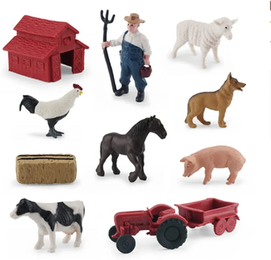 Animal Figurines, 10Pcs Farm Animals Figurines Toys,Big Animal Toys, Realistic Plastic Animals Playset, Educational Learning Toy Set for Kids Toddlers