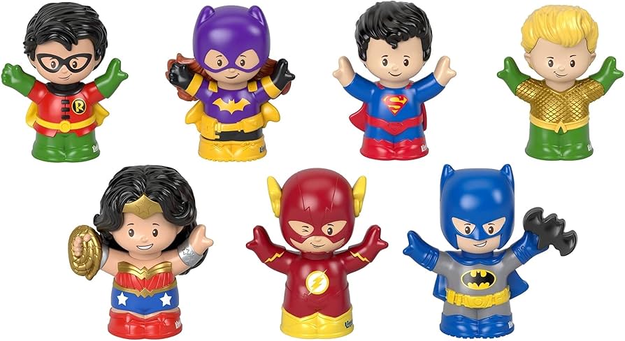 Fisher-Price Little People DC Super Friends Figure Pack, Set of 7 Super Hero Character Figures for Toddlers and Preschool Kids Ages 18 Months to 5 Years