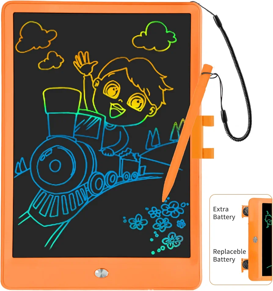 Drawing Tablets for Kids 10 Inch LCD Writing Tablet for Kids Reusable Drawing pad Educational and Learning Toys for Boys Girls(Orange)