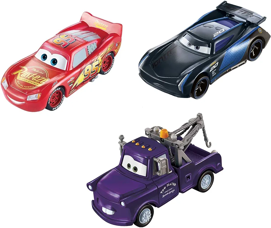 Mattel Disney and Pixar Cars Toys, Color Changers 3-Pack Vehicles with Lightning McQueen, Mater & Jackson Storm Toy Cars