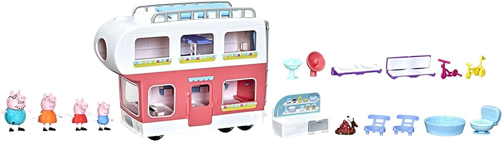 Peppa Pig Peppa’s Adventures Peppa’s Family Motorhome Preschool Toy, Vehicle to RV Playset, Plays Sounds and Music, Ages 3 and up