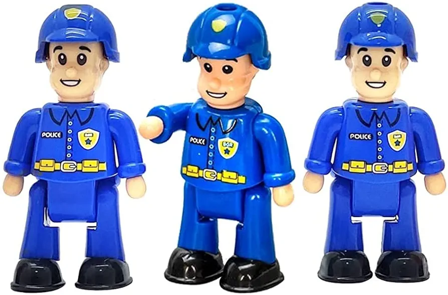 FUNERICA Toy Police Officer Set (3 Pcs) Detailed and Imaginative Little People Police Action Figures for Toddlers and Kids -Community Helpers Figurines Play Policeman Toys Play Figure Playsets