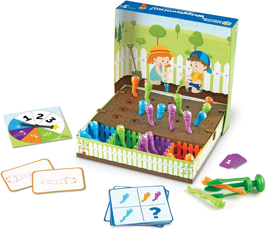 Learning Resources Wriggleworms! Fine Motor Activity Set - 47 Pieces, Ages 3+ Toddler Learning Toys, Develops Toddler's Fine Motor and Color Recognition Skills