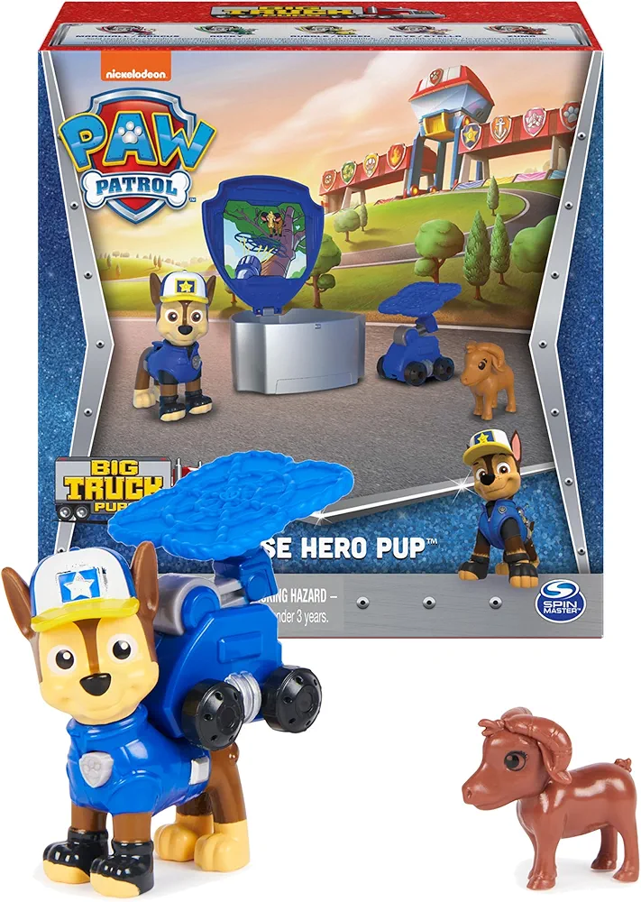 Paw Patrol, Big Truck Pups Chase Action Figure with Clip-on Rescue Drone, Command Center Pod and Animal Friend Kids Toys Ages 3 and up