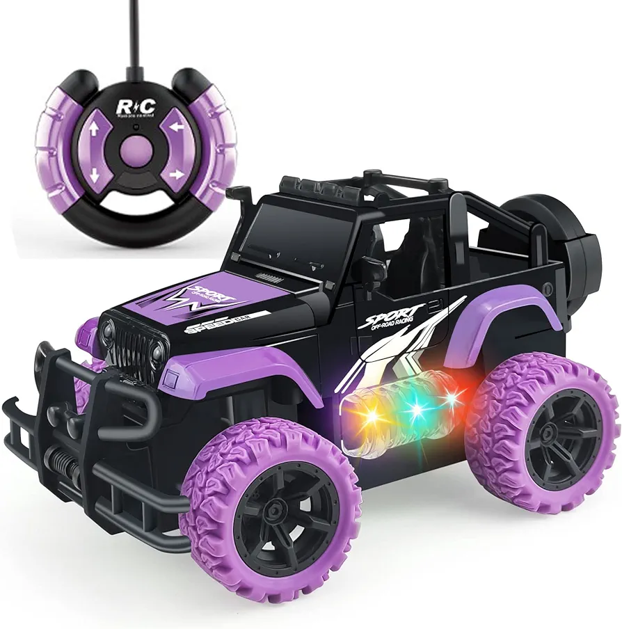 Remote Control Car, Girls Off Road Rc Car 1:20 Scale Remote Control Truck Car Toys for Kids Age 3-5, Rc Truck Racing Car Vehicles with 3 Color Lights for Kids 5-7 8-12 Birthday Gift, Purple