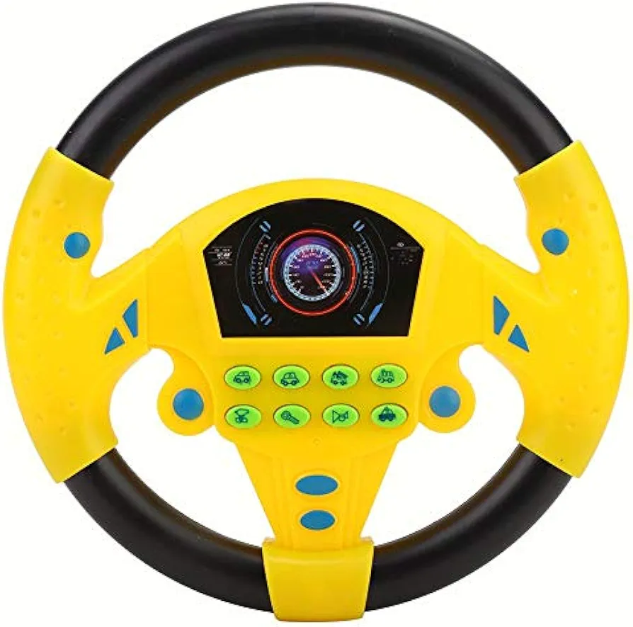 Simulated Driving Controller 21 x 3.5 x 21cm Co-driver Simulated Steering Wheel Educational Music Toy for Children Kids 4 5 6 Years Old (Yellow)