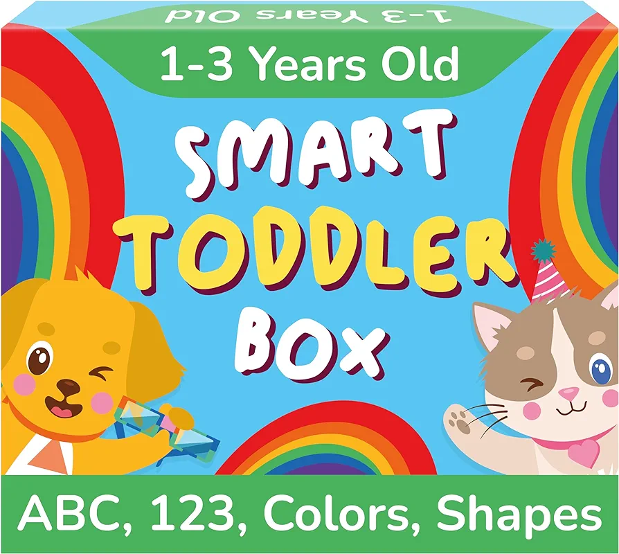 TOYVENTIVE Educational Books, Flash Cards, and Puzzles - Birthday Gifts for 1, 2, 3, and 4 Year Old Boys, Toddler Learning Toys and Activities