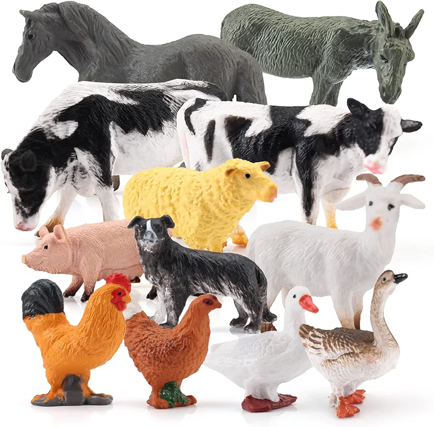 Farm Animal Model Playsets 12 PCS Mini Poultry Chicken Duck Geese Action Figure Toys for Boys Girls Kids