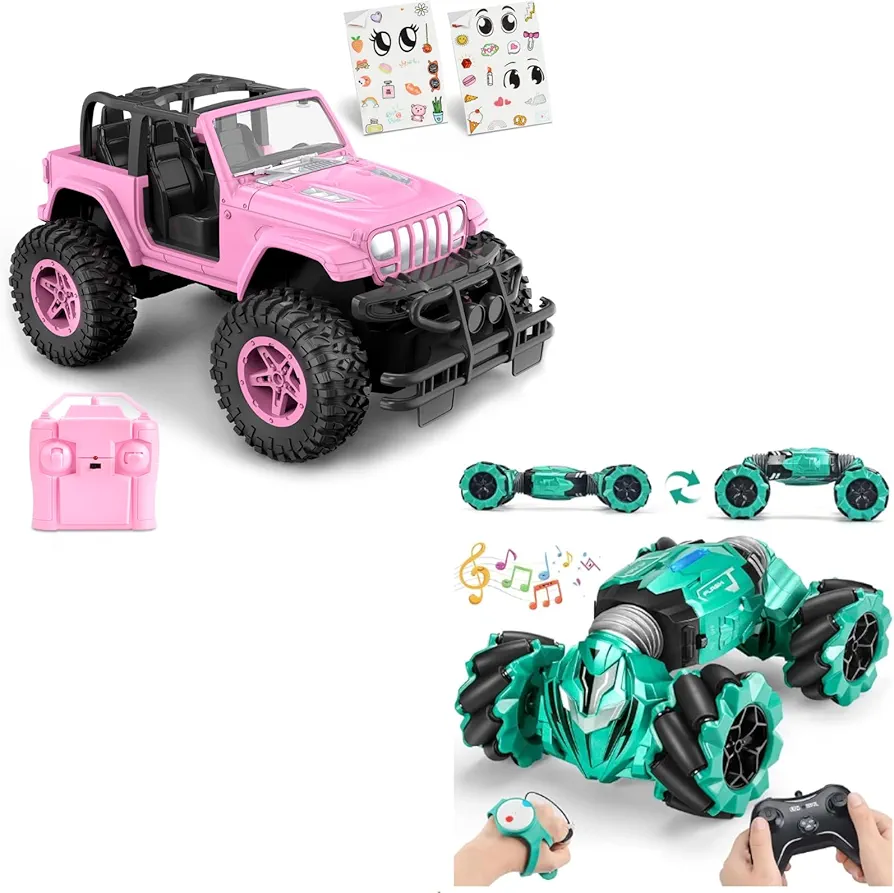 NQD Pink RC Cars 1:16 Scale with DIY Sticker for Girls & Gesture Sensing Remote Control Car for Boys, Birthday Boys and Girls