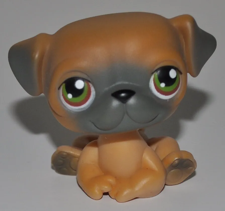 Pug #2 (Brown) - Littlest Pet Shop (Retired) Collector Toy - LPS Collectible Replacement Figure - Loose (OOP Out of Package & Print)