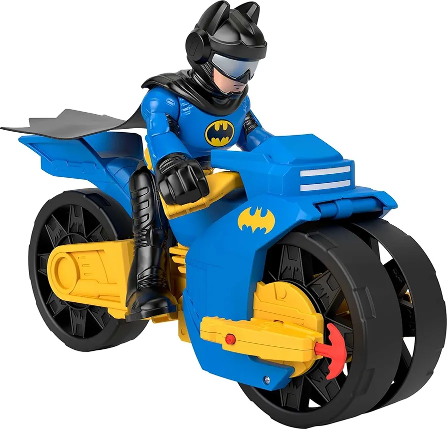 Fisher-Price ​Imaginext DC Super Friends Batman Toys, XL Batcycle & XL Batman Figure, Each 10 Inches, for Preschool Kids Ages 3+ Years