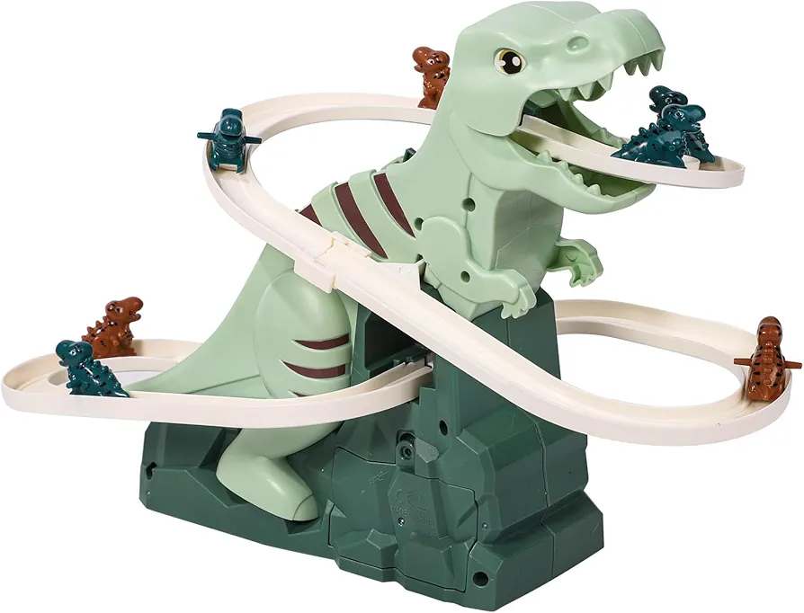 Dinosaur Roller Coaster Toy, Dinosaur Chasing Race Track Game with 8pcs Small Dinosaur Cars Dinosaur Race Track Toys Dinosaur Adventure Roller Coaster for Kids