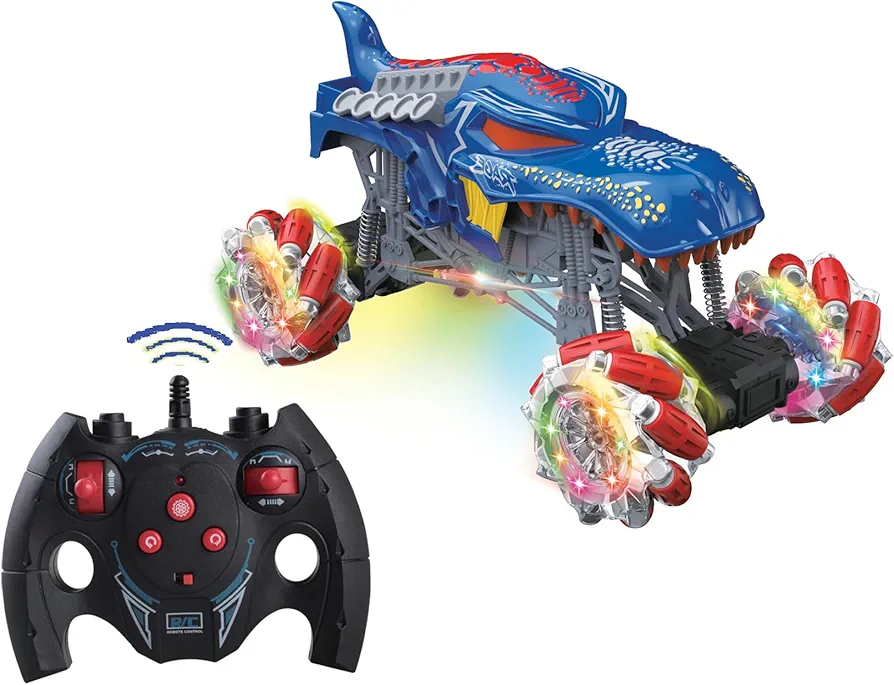 Sumac Blue Dragon Dual-Sided Off-Road Stunt Racer | Remote Control LED Light-Up Speed Car with 360-Degree Flips | Durable ABS Plastic & Safety-Certified Toy for Kids and Hobbyists