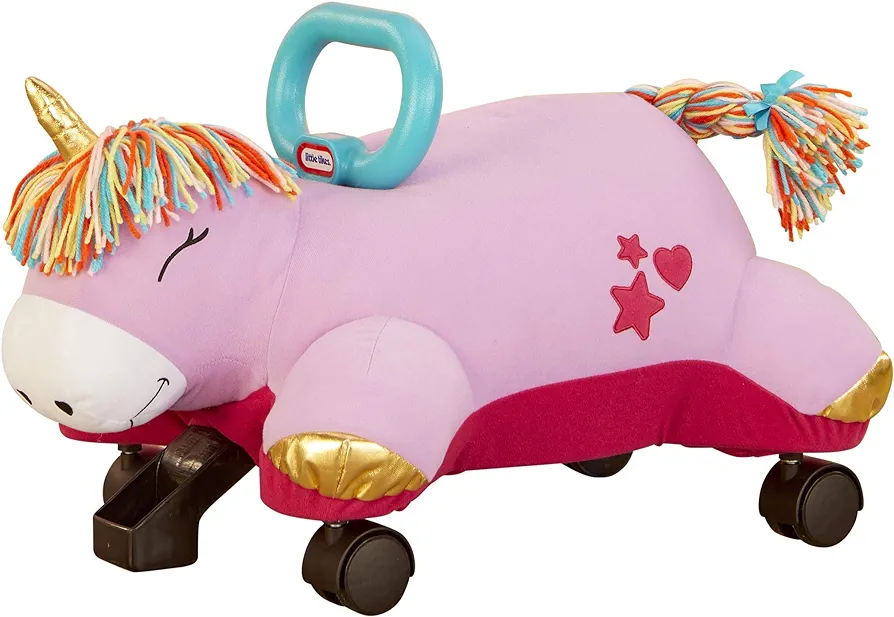 Little Tikes Unicorn Pillow Racer, Soft Plush Ride-On Toy for Kids Ages 1.5 Years and Up, Large, Pink