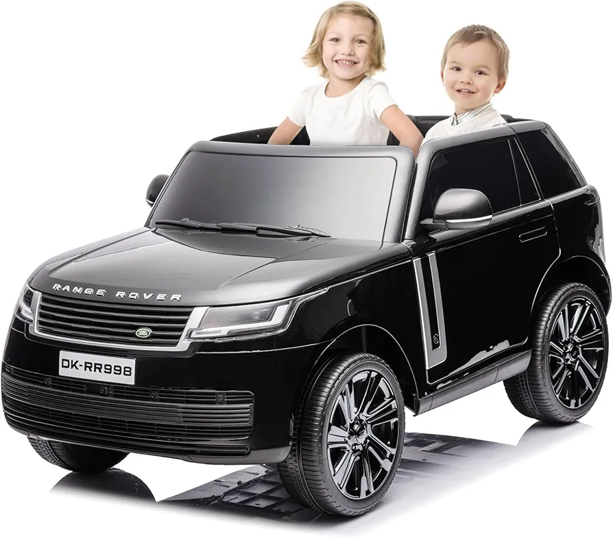 24V Officially Licensed Land Rover Ride On Car, 2-Seater w/Parent Remote Control, 3 Speeds, Wireless Music, Spring Suspension, LED Lights, Electric Car for Kids Ages 37-95 Month, Black