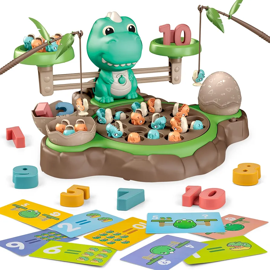 Dinosaur Fishing Counting Game Toys,Home Special Preschool Classroom Must Have Learning Resources,Cool Fish Math Games for Kids Girl Boy Toddlers