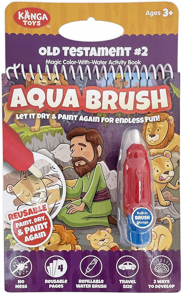 Aqua Brush Old Testament #2 Color with Water Activity Book, Bible School, Preschool, Elementary, Primary, Christian, Religion, for Kids Ages 3+