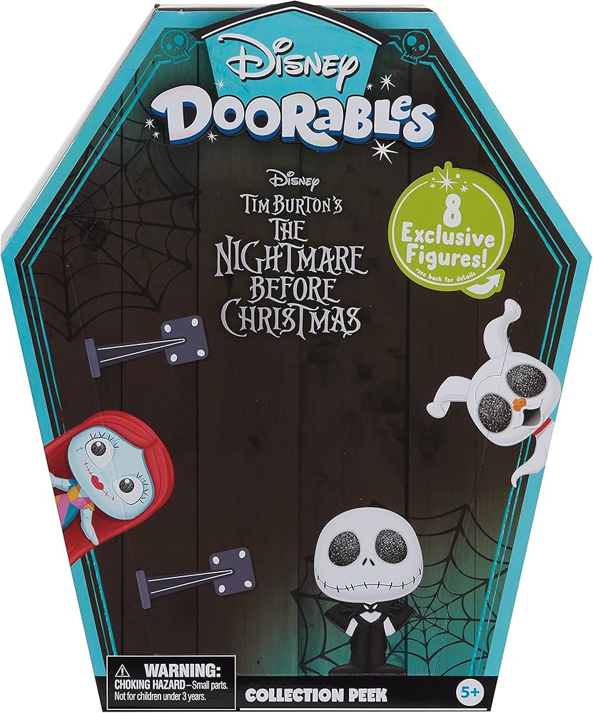 Disney Doorables Tim Burton’s The Nightmare Before Christmas Collection Peek, 8 Exclusive Mini Figures, Officially Licensed Kids Toys for Ages 5 Up