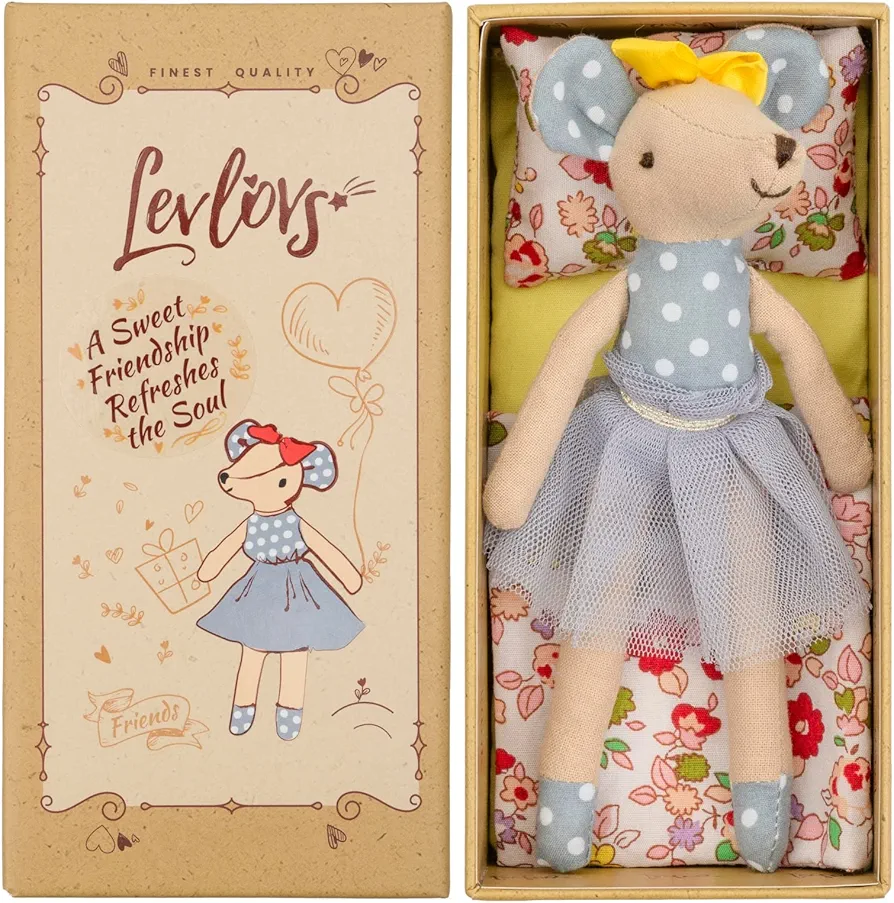 LEVLOVS Ballerina Mouse in a Matchbox and Friends Toy Baby Registry Gift (Bunny) (Mouse Rosie)