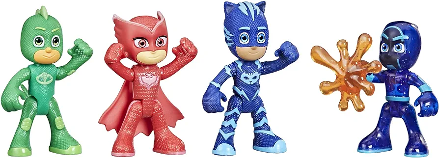 PJ Masks Night Time Mission Glow-in-The-Dark Action Figure Set, Preschool Toy for Kids Ages 3 and Up, 4 Figures and 1 Accessory