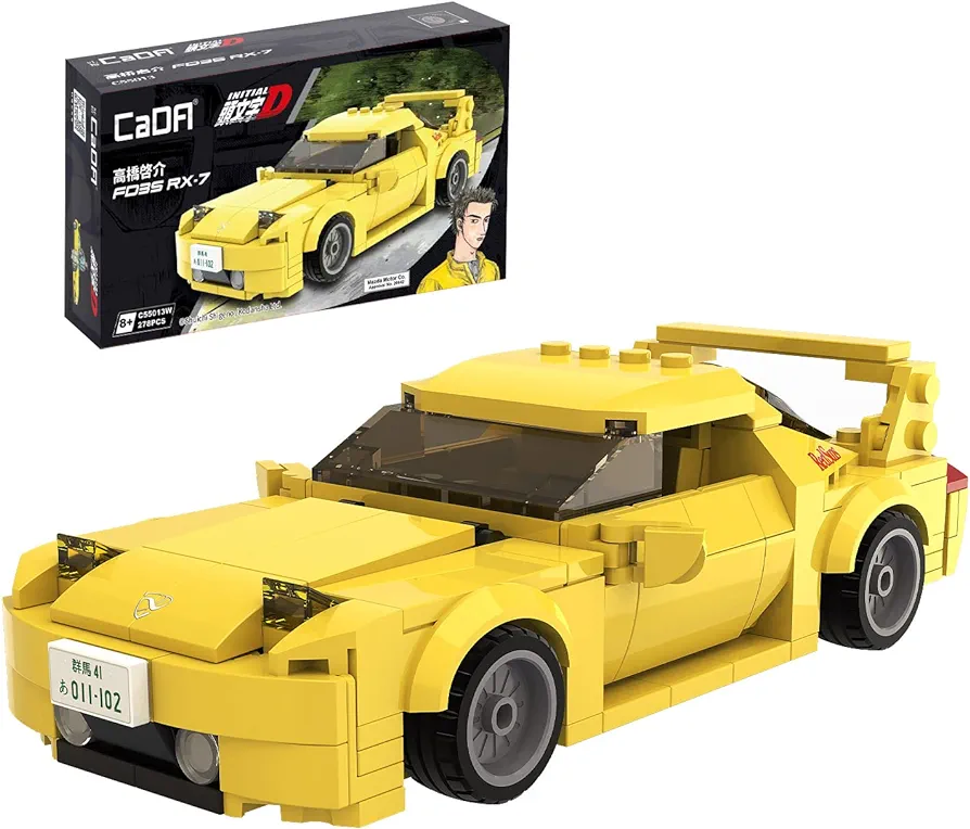 CaDA Initial D Mazda RX7-FD Toy Car Building Sets, Officially Authorized Collectible Model Car Toy Building Blocks, Building Toys Speed Racing Car Gift for Car Fans and Kids Age 8+