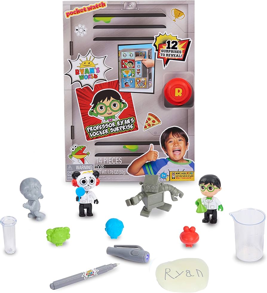 RYAN'S WORLD Professor Ryan’s Locker Surprise, 12 Surprises Inside Includes Toy Figures and Slime, Styles May Vary, Kids Toys for Ages 3 Up by Just Play