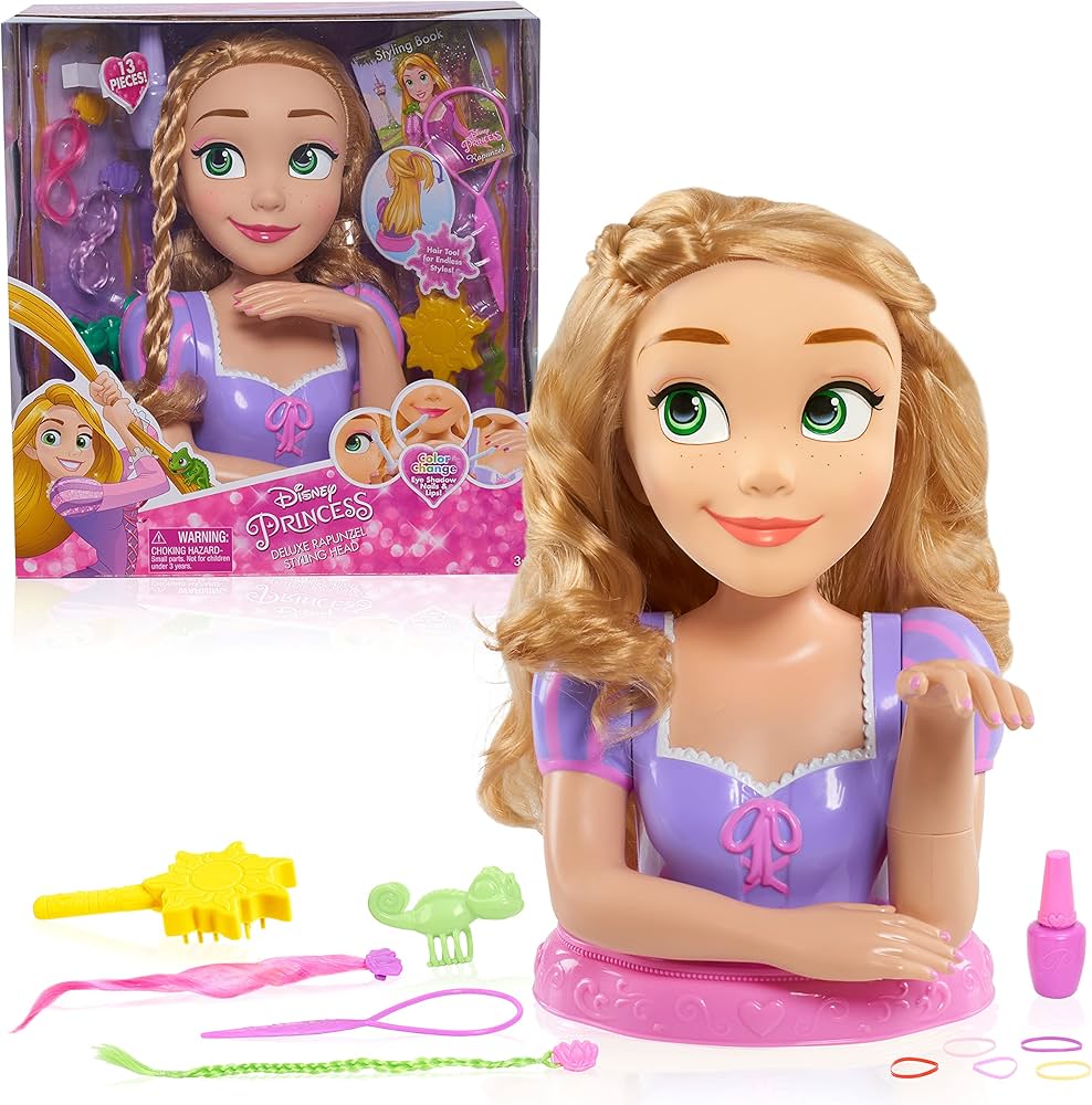 Disney Princess Deluxe Rapunzel Styling Head, 13-pieces, Officially Licensed Kids Toys for Ages 3 Up by Just Play