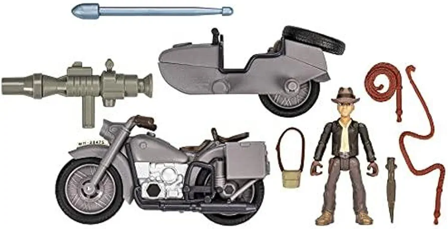 Indiana Jones Worlds of Adventure with Motorcycle and Sidecar Action Figure Set, 2.5-inch, Action Figures, Ages 4 and Up