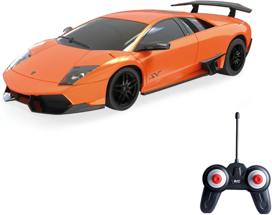 Vinie Remote Control Car for Boys, RC Cars Lamborghini Murciélago, 1:24 Scale Officially Licensed Kids Toys, Lambo LP670 Drift Car with Cool Led Lights, 4 5 6 7 8 9 10 11 12 Year Old Boy Gift (Orange)