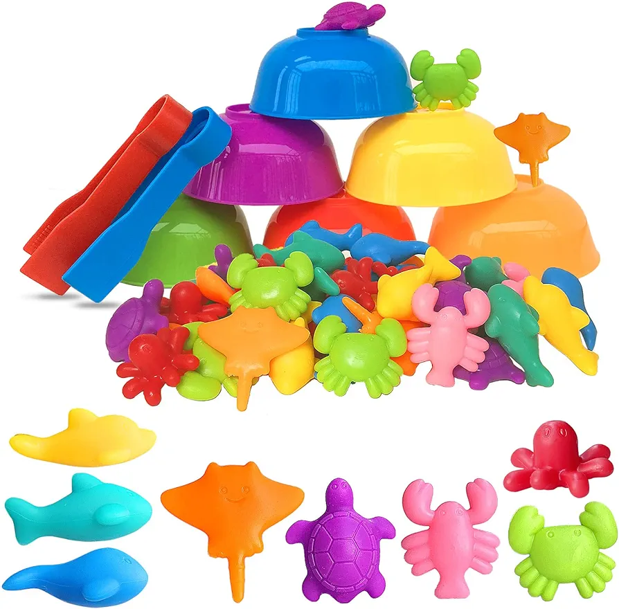 Montessori Counting Ocean Animal Toys Matching Games, Sensory Toys for Toddlers 3+, Autistic Children Learning Resources Tools, Preschool Learning Activities for Math Color Educational for Boy Girls