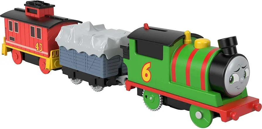 Thomas & Friends Motorized Toy Train Percy Engine & Brake Car Bruno Rail Vehicle for Preschool Pretend Play Kids Ages 3+ Years