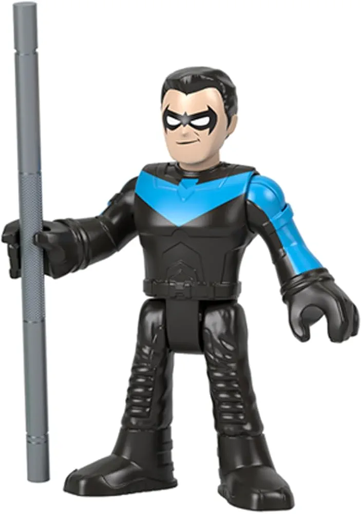 Replacement Part for Imaginext Super-Friends Playset - HML03 ~ Replacement Poseable Nightwing Figure ~ Includes Gray Battle Stick Gear