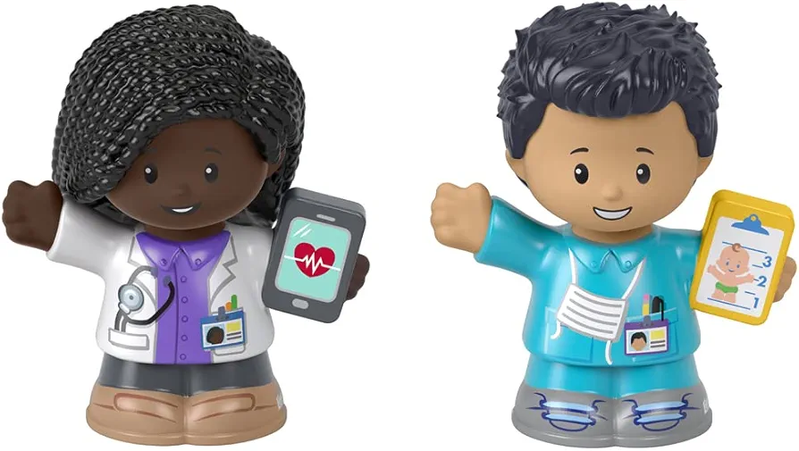 F-Price Toy Figure Pack ~ Story Starter Figure Set - HBW65 ~ Doctor and Nurse Figures, Purple, White, Blue, Gray