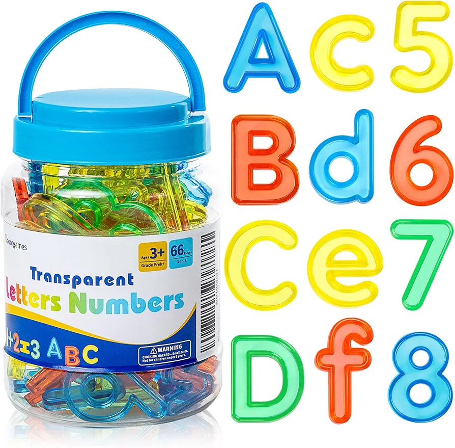 66 Pcs Translucent Letters and Numbers – Light Table Toys, Manipulatives and Accessories for Enhanced Learning & Fun