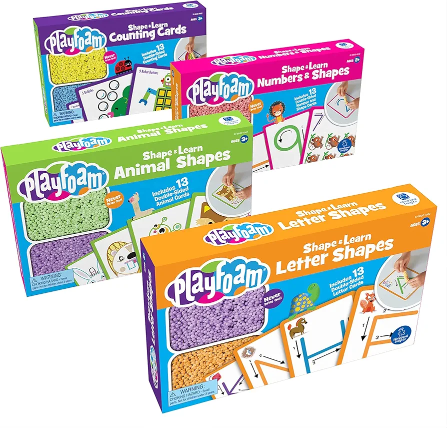 Educational Insights Playfoam Shape & Learn 4-Pack, Learn Letters, Numbers, Counting & Shapes, Fidget & Sensory Toy, Ages 3+, Amazon Exclusive