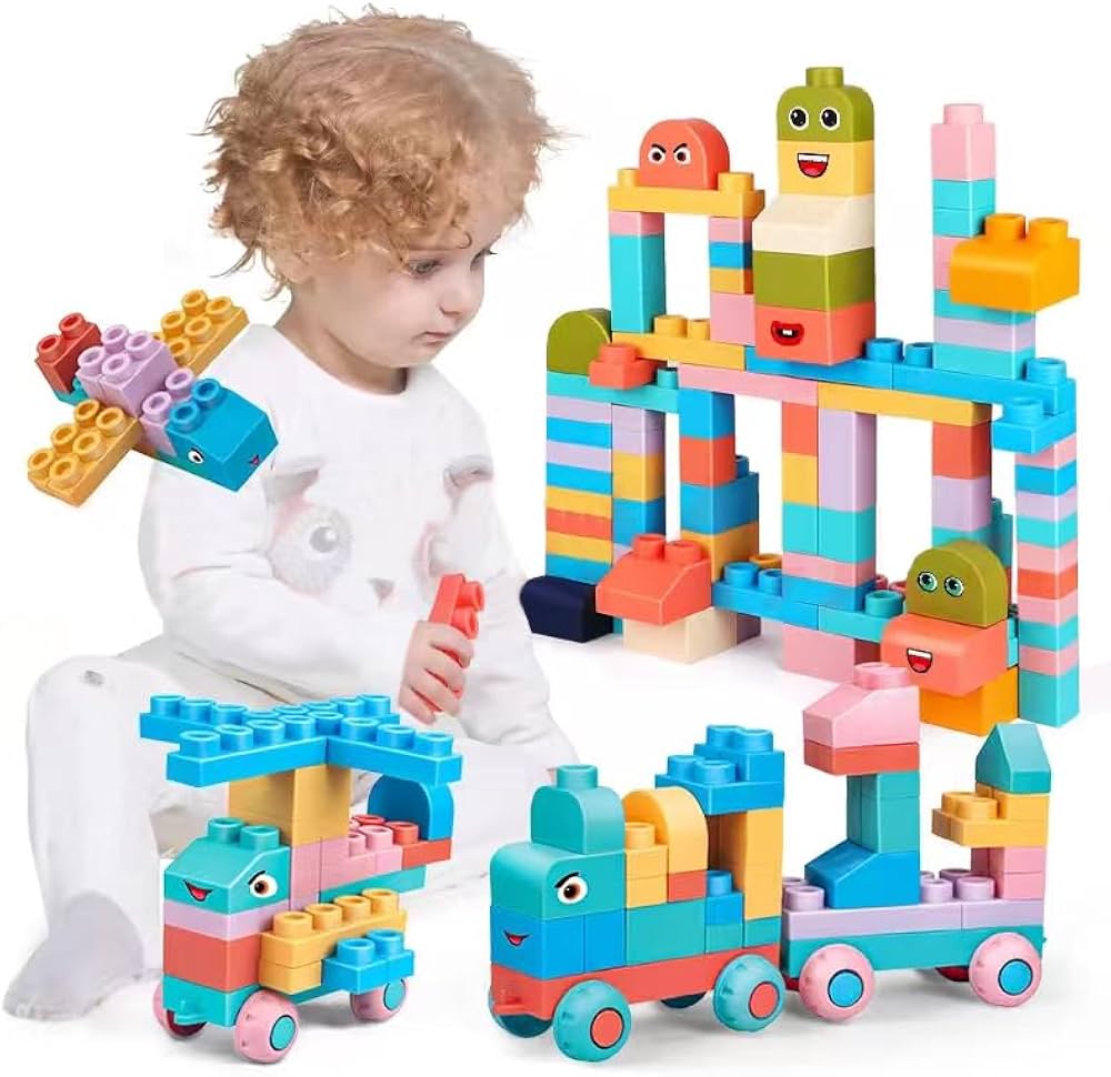 Soft Block Sets for Toddler Aged 2 3 4 5 6 Years Old.Preschool Toy for Early Childhood Education and I-Interactive.Toddler Block Toys with 101 Pieces and Storage Bag.Gift Ideas for Kids Age 18+ mouths