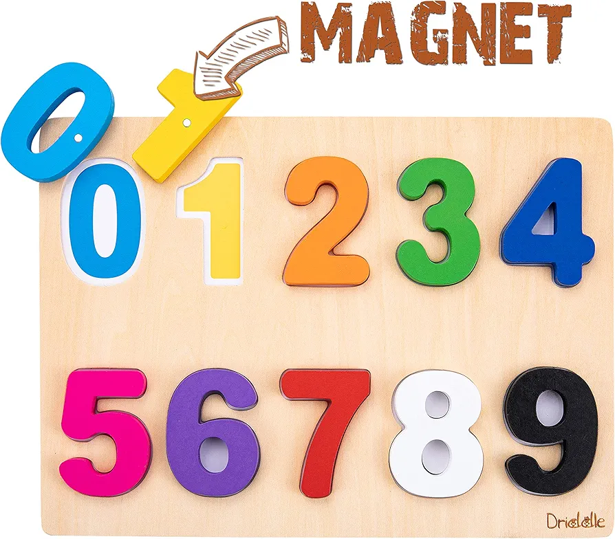 Magnetic Wooden Educational number Puzzle - Learn Numbers & Color Recognition Toy – Toddler Preschool Game – Kids Montessori Education