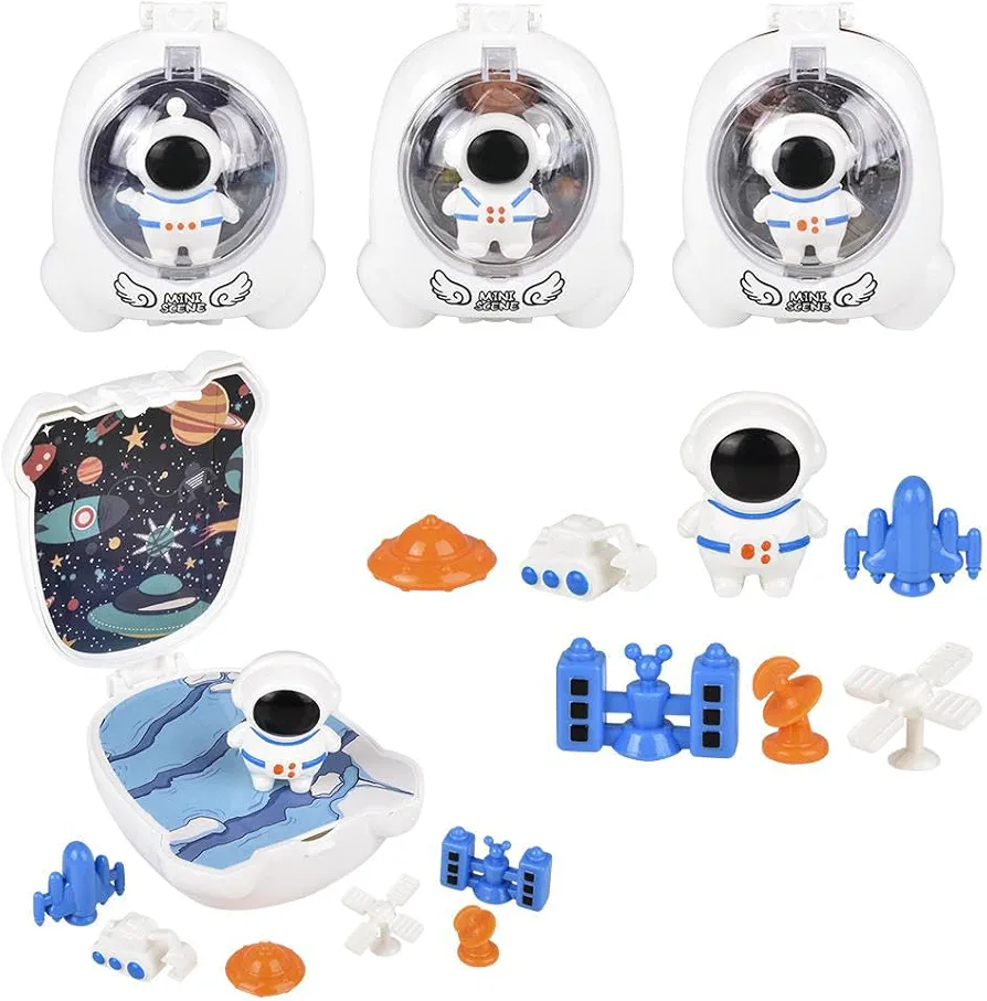 Forest & Twelfth Set of 3 Astronaut Space Pocket Space Toys for Kids - Mini Outer Space Toys Set, Includes Space Shuttle, Model Rockets, Astronaut Figurine, Great as Space Party Favors, Birthday Gifts